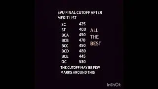 SVU FINAL CUT OFF AFTER MERIT LIST