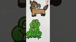 To Draw a Donkey 🐴 and Frog🐸 with Alphabet  F || Kids Step By Step Drawing #kids #shorts #kidsvideo