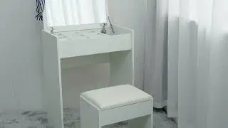 Jaxpety Corner Small Makeup Vanity Table Flip Mirror