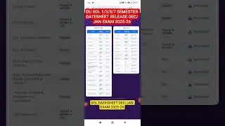 DU SOL 1/3/5/7 SEMESTER DATESHEET DEC-JAN EXAM 2025-26 #dusol #solupdates #solexam2025