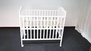 Wholesale Modern White Non-Toxic Baby Wood Crib With Wheels