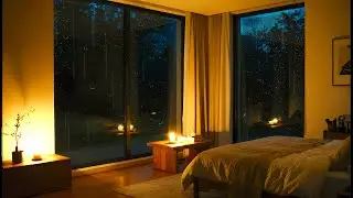 Cozy Rainy Night Bedroom 🌧️ Warm Candlelight & Deep Sleep Ambience (ASMR Rain Sounds)