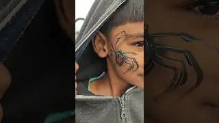 wow..A realistic spider face paint 🕷️🕸️ #shorts #shortsfeed