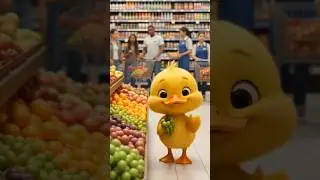 Cute Duck Goes Shopping for Grapes