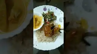 Mangalorean meal:Boiled rice, Bangda Macrel fish curry, Long  beans suke, King fish steam fry#recipe