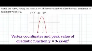 Sketch the curve, stating the coordinates of the vertex and whether there is a maximum or minimum y