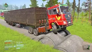 Spintires: Mudrunner Truck vs Extreme Broken Road with Speed Bumps |  Game Daily73
