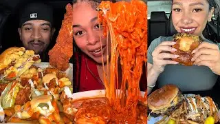 *TIKTOK* big bites mukbang compilation | Dave&rsquo;s Hot Chicken, Smash Burger, Wingstop and many more!