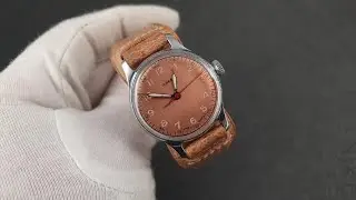 Bespoke mono watch strap for vintage Pobeda watch.