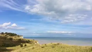 Overflown by a spitfire, on the white cliffs of Dover