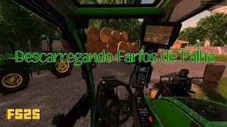 Descarregando Fardos de palha #fs25 #farming #farmingsimulator25 #agriculture #simula&ccedil;&atilde;o