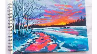 Silence Between Sunset and Water | Acrylic Painting Tutorial