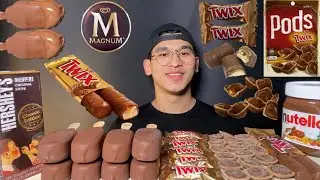 ASMR CHOCOLATE ICE CREAM Magnum, Nutella, HERSHEY’S Twixchocolate Party Dessert Mukbang 아이스크림 먹방