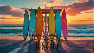 10 Minute Countdown Timer - Summer Surfboard Beach / Ocean with Music (Surf Guitar)
