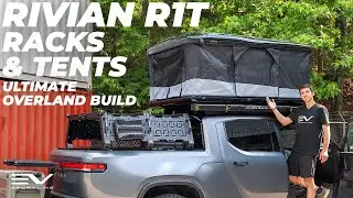 Кровать и багажники на крышу Rivian R1T с палаткой James Baroud Hard Shell и боковым тентом &mdash; Ultimate Overland