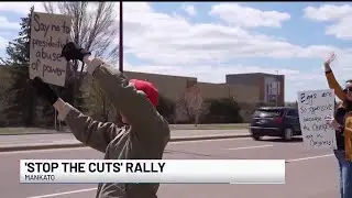 Hundreds in Mankato protest Trump administration&rsquo;s budget cuts Saturday