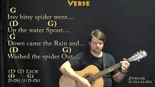 Itsy Bitsy Spider - Guitar Lesson Chord Chart in G Major with Chords/Lyrics