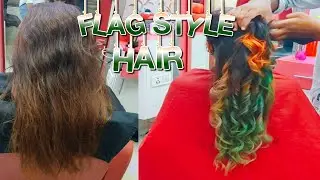 Trendy 15 August new hair colour look.          FLAG STYLE HAIR COLOUR