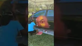 Can you SPRAY PAINT a portrait on a CAR🚗? #shorts