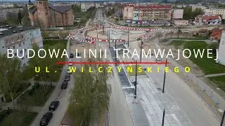 Olsztyn, Budowa Lini Tramwajowej, ul Wilczyńskiego - kwiecień | DJI Mini 3 Pro 4K