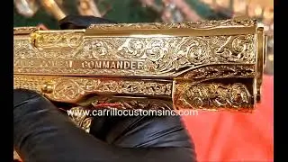 Colt Combat Commander 38 Super fully engraved dipped in 24k gold.