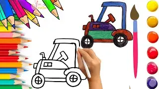 How To Draw cute Tractor Drawing, Painting & Coloring For Kids and Toddlers_ Child Art 🐋🌈🎨