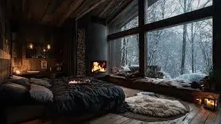 Snowy Wind & Indoor Fire Sounds | Cozy Winter Room Ambience for Sleep Therapy & Deep Relaxation