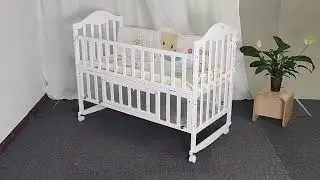 WBB201 Wooden White Baby Cot Bed with Storage