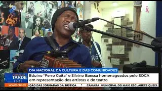 Edu&iacute;no Ferro Gaita e Silvino Baessa homenageados pelo SOCA em representa&ccedil;&atilde;o dos artistas e do teatro
