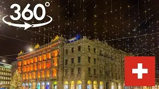 🇨🇭 Zurich Bahnhofstrasse Evening Walk | 360° 4K
