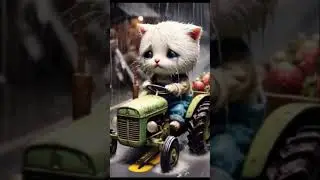 The cat is picking strawberries, regardless of the wind or rain, come on!!! #Children's Animation
