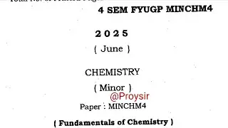 BSc 4th semester chemistry minor question paper 2025 Fundamentals of Chemistry Dibrugarh University