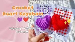 Crochet Heart Keychain💜❤️ | Tagalog-English Tutorial | Fearl Crochet