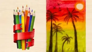 Easy Morning Scenery Drawing || how to draw morning  scenery step by step