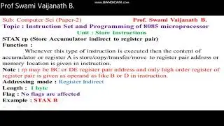 STA addr, STAX rp and SHLD instruction of 8085 microprocessor