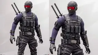 New Gijoe Snake Eyes Commando action figure Threezero on display Sideshow Collectibles