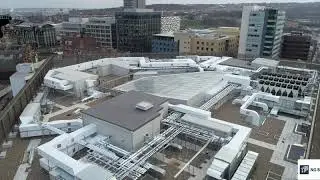 Drone video of new building in Sheffield