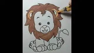 Let's colour baby lion with me #easycoloring #drawing #magicfingersart 