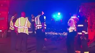 Cheese-carrying semi-truck hits Atlanta fire vehicle, firefighters injured in early morning crash
