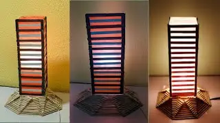 Decoration light making at home with popsicle stick /Ice cream stick craft ideas/Bed side lamp ideas