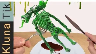 Eating Green Monster Siren Head - Horror Cooking ASMR Kluna Tik Style 🍽