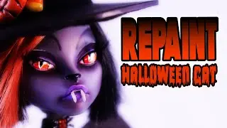 Преображение куклы-кошки-вампира на Хэллоуин! 🎃 Перекраска куклы!