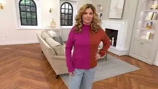 Peace Love World Solid or Split Color Mock-Neck Sweater on QVC
