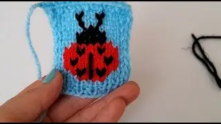 Düz örgü üzerine uğur böceği işleme / embroidery on knitting, duplicate stitch