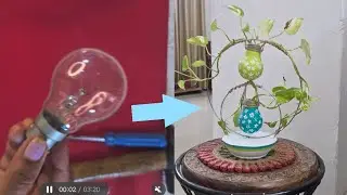 #best out of waste #old bulb transformed into a lovely planter and a beautiful room decor