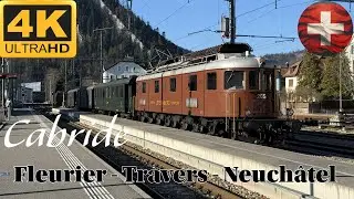 🚆🇨🇭 4K CABRIDE 🚆Fleurier - Neuchâtel / Ae 6/8 205 BLS HSTORIC & VVT