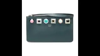 Fendi Green Rainbow Collection Women's Calfskin Clutch/ Wristlet