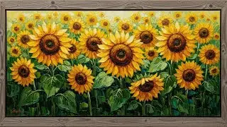 Frame TV Art: Vibrant Sunflower Field in Golden Summer Light | 4K Ambient Art