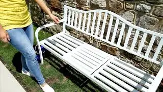 Compass Home Steel Frame Bench with Adjustable Center Table on QVC
