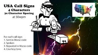 USA Call Signs - 4 Characters - 3x Character Spacing - 50wpm